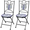 Image de Lot de 2 chaise vidaxl exterieur empilable pliable H. 89 cm en ceramique bleu