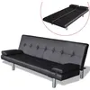 Image de Canape convertible vidaxl 3 places en simili-cuir noir 168 x 168 x 66 cm