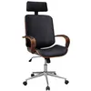 Image de Chaise de bureau rotative en bois cintré avec repose-tête et faux cuir