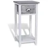 Image de vidaXL Table de chevet avec 1 tiroir Gris et blanc