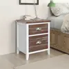 Image de Table de chevet 2 pcs avec 2 tiroirs Marron et blanc