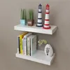 Image de 2 Etagères murales en MDF Blanc pour DVD/Livres