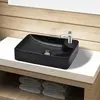 Image de Vidaxl Lavabo en Céramique avec Trou pour Robinetterie, Noir