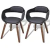 Image de vidaXL Chaise de salle à manger 2 pcs Cadre en bois Cuir synthétique