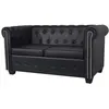Image de vidaXL Canapé Chesterfield à 2 places Cuir synthétique Noir