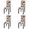 Image de vidaXL Chaise à manger 4 pcs Motif floral Bois