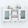 Image de Vitrine murale avec étagère de Livre DVD Verre en MDF Blanc