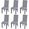 Image de vidaXL Chaise de salle à manger 6 pcs Tissu Gris foncé