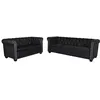 Image de vidaXL Jeu de canapé à 2 places et à 3 places Cuir synthétique Noir
