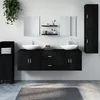 Image de Ensemble de meubles salle de bain 7 pcs noir bois d ingénierie