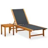 Image de Chaise longue vidaxl H. 40 cm noir L. 200 cm en acacia non pliable