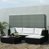Image de Salon de jardin 5 pcs avec coussins résine tressée noir