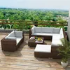 Image de Salon de jardin modulable Vidaxl 10 pieces 9 personnes resine tressee 70 x 70 x 52.5 cm beige