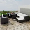 Image de Salon de jardin 10 pcs avec coussins Résine tressée Noir