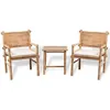Image de Salon de jardin vidaxl blanc bambou 2 personnes 50.0 x 40 x 50 cm 3 pieces