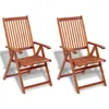 Image de Lot de 2 chaise vidaxl exterieur pliable en acacia H. 111 cm marron