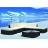 Image de Salon de jardin modulable Vidaxl resine tressee noir 6 pieces 74.0 x 74 x 31 5 personnes