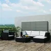 Image de Salon de jardin modulable Vidaxl resine tressee noir 6 pieces 70 x 70 x 65 5 personnes
