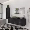 Image de Mobilier de salle de bain avec lavabo 9 pcs Noir