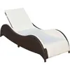 Image de Chaise longue vidaxl H. 45 cm en resine tressee beige L. 200 cm non empilable non pliable