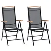 Image de Chaises de jardin pliables lot de 2 aluminium et textilène noir
