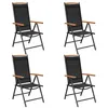 Image de Chaises de jardin pliables lot de 4 aluminium et textilène noir