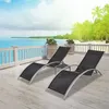 Image de Lot de 2 chaise longue vidaxl noir en aluminium H. 89 cm L. 156 cm non pliable