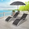 Image de Chaises longues et parasol Aluminium Noir