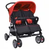 Image de vidaXL Poussette à Deux Places Acier Rouge et Noir Landau d'Enfant Bébé 10108
