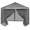 Image de vidaXL Chapiteau hexagonal avec 6 parois latérales Gris 3,6 x 3,1 m