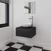 Image de vidaXL Meuble de salle de bain 4 pcs avec lavabo et robinet Noir