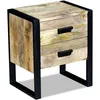 Image de Table auxiliaire à 2 tiroirs bois manguier massif 43x33x51 cm