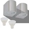 Image de VidaXL 2 x la Cour Lampe murale Applique murale LED d'extérieur Lampe en aluminium rond