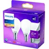 Image de PHILIPS LED Classic 40W Sphérique E14 Blanc Chaud Dépolie Non Dimmable Lot de 2