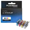 Image de PrintAbout Cartouche d'encre compatible avec Brother LC-970VALBP - 4 couleurs - Multipack