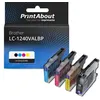 Image de PrintAbout Cartouche d'encre compatible avec Brother LC-1240VALBP - 4 couleurs - Multipack