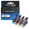 Image de PrintAbout Cartouche d'encre compatible avec Brother LC-1280XLVALBP - 4 couleurs - Grande capacité - Multipack
