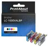 Image de PrintAbout Cartouche d'encre compatible avec Brother LC-1000VALBP - 4 couleurs - Multipack