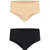 Image de Bye Bra, Femmes, Sous-vêtements, Invisible High Brief Nude + Black L, Noir, Beige, (lot de 2, L)