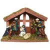 Image de Viana, Décorations de Noël, Weihnachtskrippe mit handbemalten Figuren und Moos-Basis Holz
