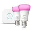 Image de Philips Hue White And Color Ambiance, Kit De Démarrage 2 Ampoules E27, 75W, Bluetooth, Fonctionne Avec Alexa, Google Et Homekit