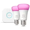 Image de Philips Hue White and Color Ambiance, Kit de démarrage 2 ampoules E27, 75W, Bluetooth, fonctionne avec Alexa, Google et Homekit