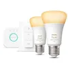 Image de Philips Hue - Kit démarrage ampoule LED connectée White - 10,5W - Lot 2 E27 - Télécommande Hue