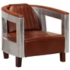 Image de Fauteuil en style d aviation marron cuir véritable
