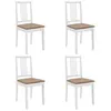 Image de vidaXL 4 pcs Chaises à dîner avec coussins Blanc Bois solide