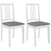 Image de vidaXL 2 pcs Chaises à dîner avec coussins Blanc Bois solide