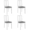 Image de Chaises à manger avec coussins lot de 4 blanc bois solide