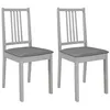 Image de vidaXL 2 pcs Chaises à dîner avec coussins Gris Bois solide