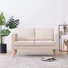 Image de vidaXL Canapé à 2 places Tissu Crème
