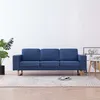 Image de vidaXL Canapé à 3 places Tissu Bleu